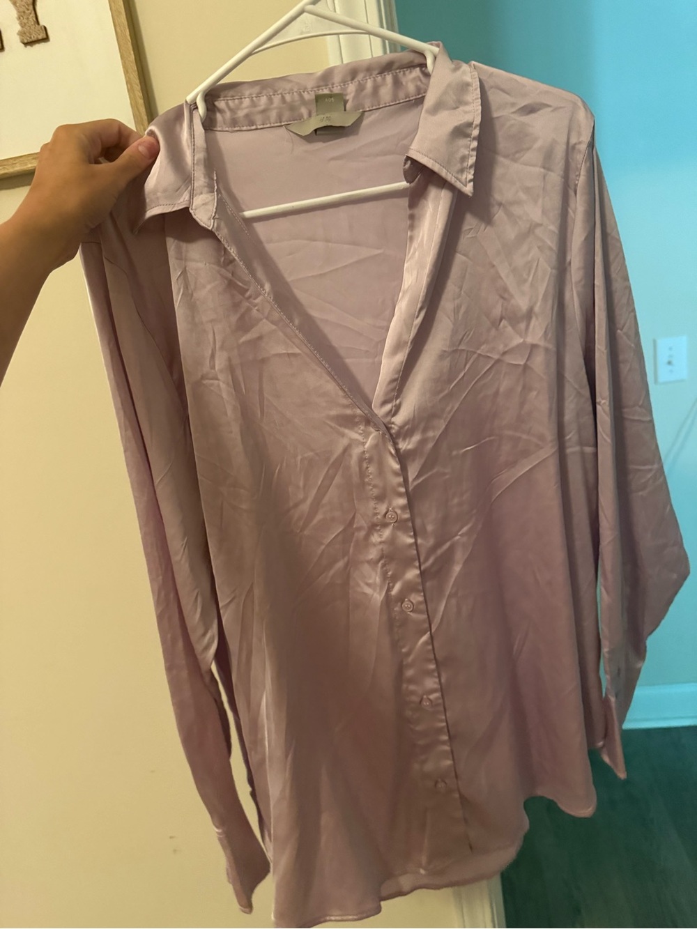 H&M Lilac Satin Button-Up Blouse